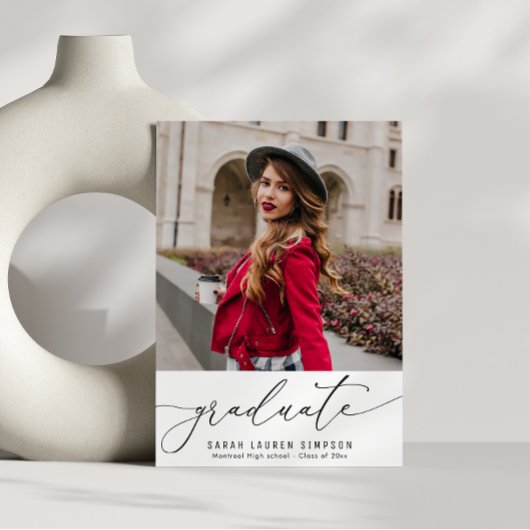 Modern script foto afstuderen aankondiging