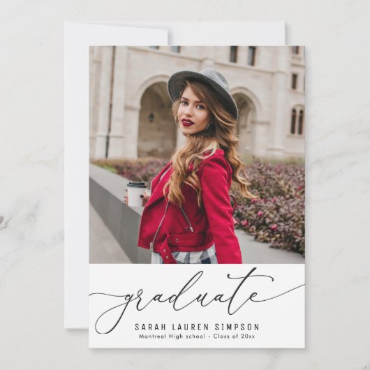 Modern script foto afstuderen aankondiging (Voorkant)