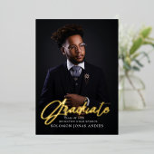 Modern Script Foto Afstuderen Middelbare School Folie Uitnodiging (Staand Voorkant)