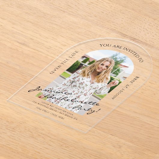 modern script foto bachelorette uitnodiging (Laagn)