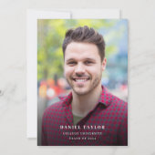 Modern Script Foto Blauw Afstuderen Aankondiging (Achterkant)