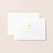 Modern script | Foto Blauw Doopsel Dank u | Folie Kaarten (Met envelop)