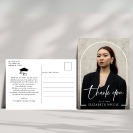 Modern Script Foto Boog Afstudeer Dankjewel Briefkaart