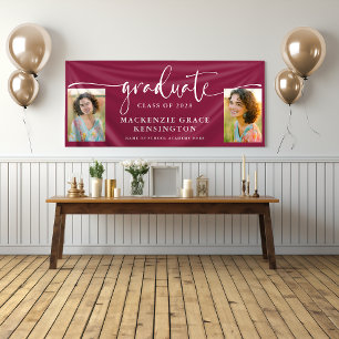 Modern Script Foto Bourgondië Afstuderen Spandoek