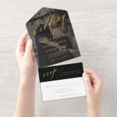 Modern script foto bruiloft all in one uitnodiging (Uittrekbaar)