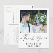 Modern Script Foto Bruiloft Bedankt  Briefkaart (Voorkant / Achterkant)