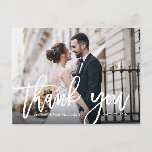 Modern script foto bruiloft dank u kaart (Voorkant)