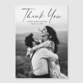 Modern Script Foto Bruiloft Dank u Magneet (Voorkant)
