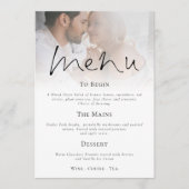 Modern Script Foto Bruiloft Menu Kaart (Voorkant)
