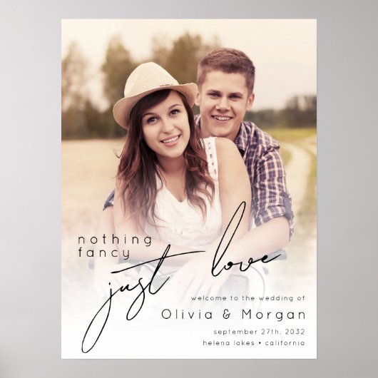 Modern Script Foto Bruiloft Welkom Bord Poster (Voorkant)