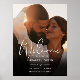 Modern Script Foto Bruiloft Welkomstbord Poster