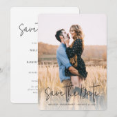 Modern Script Foto Elegante bruiloft Save The Date (Voorkant / Achterkant)