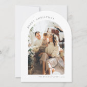 Modern Script Foto Familie Kerst Kaart (Voorkant)