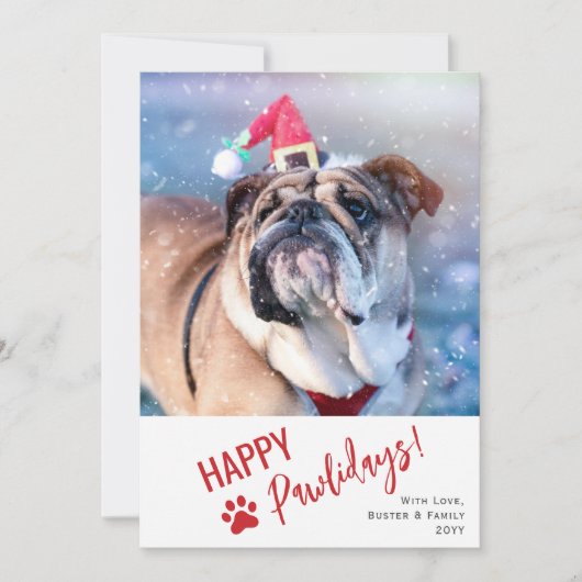 Modern Script Foto Huisdier Fijne Pawlidays Feestdagenkaart (Voorkant)