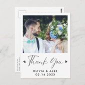 Modern Script Foto Huwelijk Bedankt  Briefkaart (Voorkant / Achterkant)