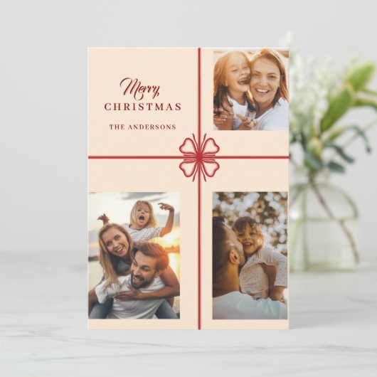 Modern Script Foto Kerstkaarten Feestdagen Feestdagenkaart (Staand voorkant)