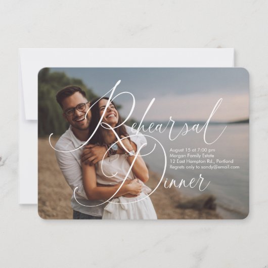 Modern Script Foto Overlay repetitie diner Kaart (Voorkant)