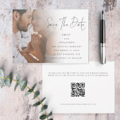 Modern Script Foto QR Code Trouwkaart Save The Dat Save The Date