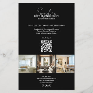 Modern Script Foto QR Zwart Professioneel Bedrijf Flyer