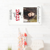 Modern Script Foto rood - verticaal Afstuderen Spandoek (Insitu)