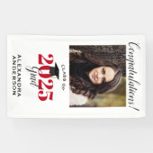 Modern Script Foto rood - verticaal Afstuderen Spandoek (Horizontaal)