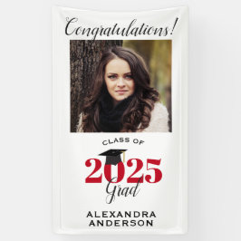 Modern Script Foto rood - verticaal Afstuderen Spandoek