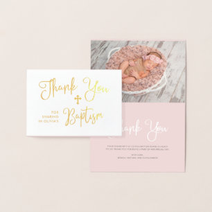 Modern script   Foto Roze Doop Dank u   Folie Kaarten