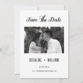 Modern Script Foto Save The Date – Elegant Z&W Kaart (Voorkant)
