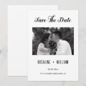 Modern Script Foto Save The Date – Elegant Z&W Kaart (Voorkant / Achterkant)