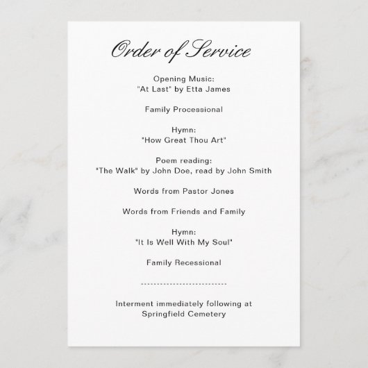 Modern Script Foto Uitvaartprogramma Programmakaart (Achterkant)