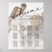 Modern script foto Wedding Seating Chart Poster (Voorkant)