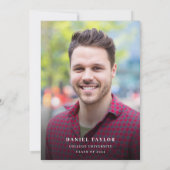 Modern Script Foto Zwart Afstuderen Aankondiging (Achterkant)