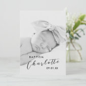 Modern Script Foto Zwart Kruis Doop Kaart (Staand voorkant)