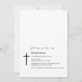 Modern Script Foto Zwart Kruis Doop Kaart (Achterkant)