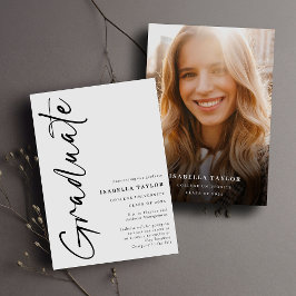 Modern Script Foto Zwart Wit Afstuderen Aankondiging