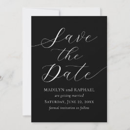Modern Script Foto Zwart Wit Save The Date Kaart