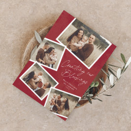 Modern Script Fotocollage Religieuze Kerstmis Feestdagenkaart