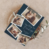 Modern Script Fotocollage Religieuze Kerstmis Feestdagenkaart