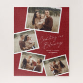 Modern Script Fotocollage Religieuze Kerstmis Legpuzzel (Verticaal)