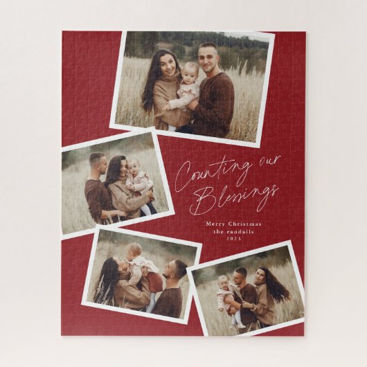 Modern Script Fotocollage Religieuze Kerstmis Legpuzzel (Verticaal)