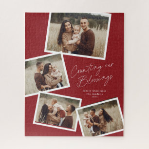 Modern Script Fotocollage Religieuze Kerstmis Legpuzzel