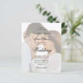 Modern script foto's budget bruiloft uitnodiging (Staand voorkant)