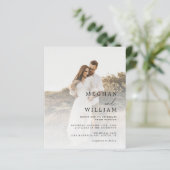 Modern script foto's budget bruiloft uitnodiging (Staand voorkant)