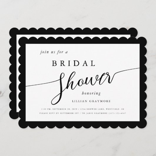 Modern Script Framed Zwart & Wit Vrijgezellenfeest Kaart (Voorkant / Achterkant)