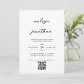 Modern Script Full Photo Monogram QR Code Weddensc Kaart (Staand voorkant)