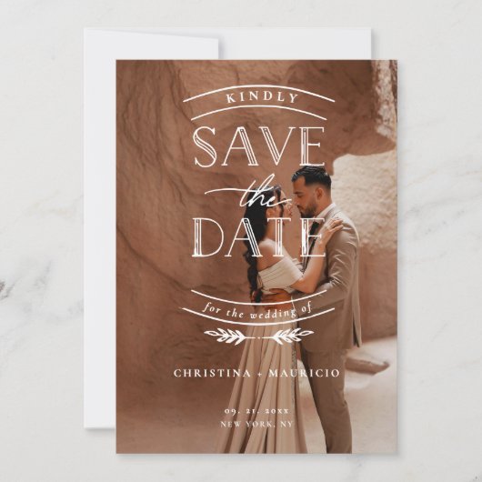 Modern Script Full Photo Wedding Save The Date (Voorkant)