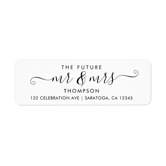 Modern Script Future MR en MRS Luxury Elegant Etiket (Voorkant)