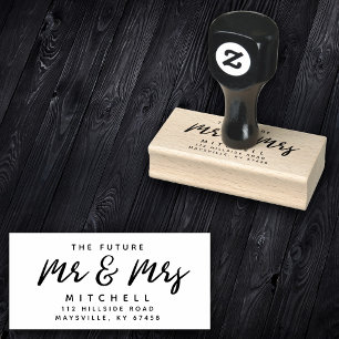 Modern Script Future Mr en Mrs Return Address Rubberstempel