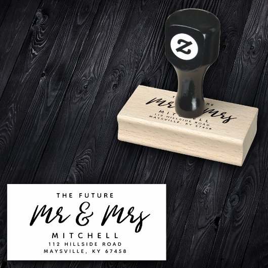 Modern Script Future Mr en Mrs Return Address Rubberstempel