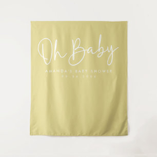 Modern Script Geel Oh Baby Baby shower Achtergrond Wandkleed